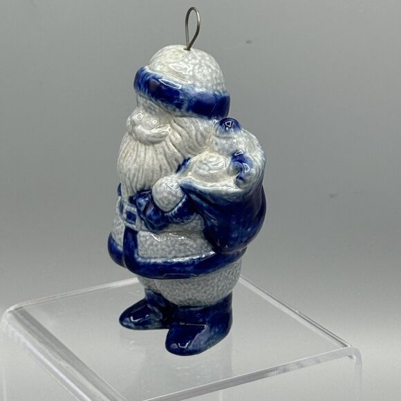 Vtg Eldreth Pottery Santa Claus Ornament with Toys Salt Glaze Christmas Ornament - Picture 2 of 7